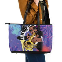 Satchmofest Leather Tote Bag King Of Jazz What a Wonderful World - Wonder Print Shop