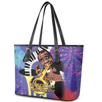 Satchmofest Leather Tote Bag King Of Jazz What a Wonderful World - Wonder Print Shop