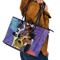 Satchmofest Leather Tote Bag King Of Jazz What a Wonderful World - Wonder Print Shop
