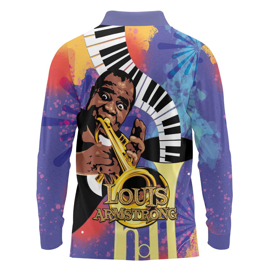 Satchmofest Long Sleeve Polo Shirt King Of Jazz What a Wonderful World - Wonder Print Shop