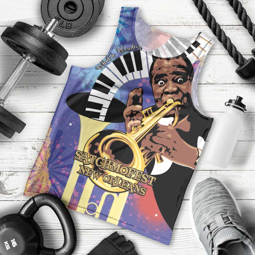 Satchmofest Men Tank Top King Of Jazz What a Wonderful World - Wonder Print Shop
