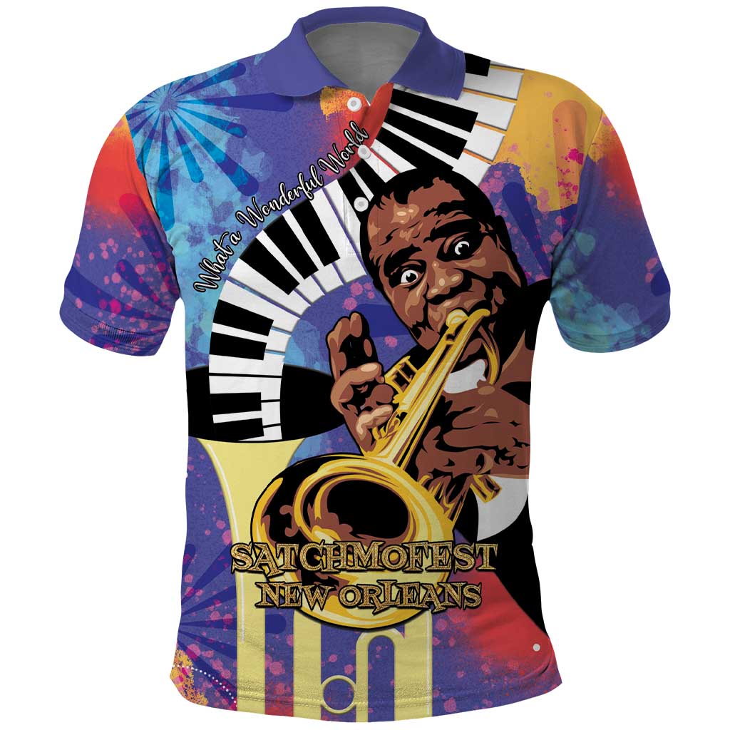 Satchmofest Polo Shirt King Of Jazz What a Wonderful World - Wonder Print Shop