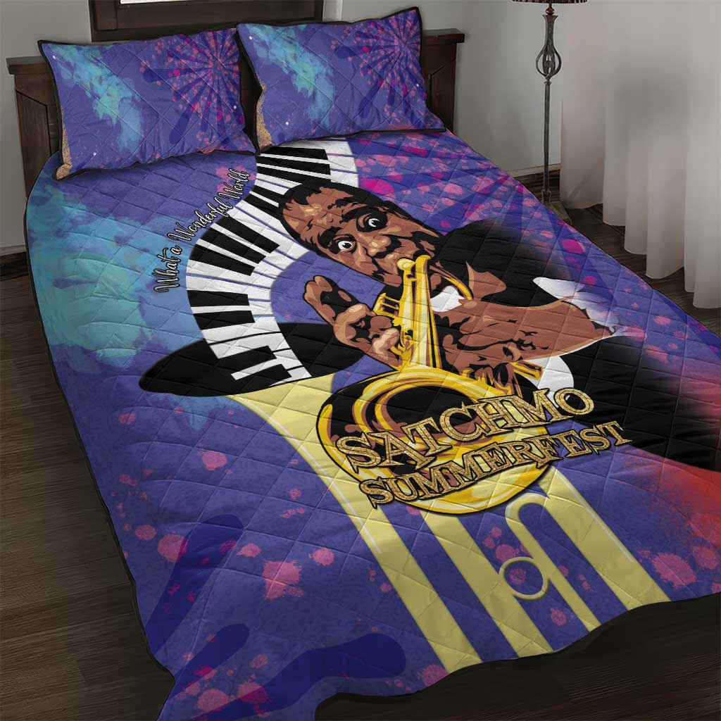 Satchmofest Quilt Bed Set King Of Jazz What a Wonderful World - Wonder Print Shop