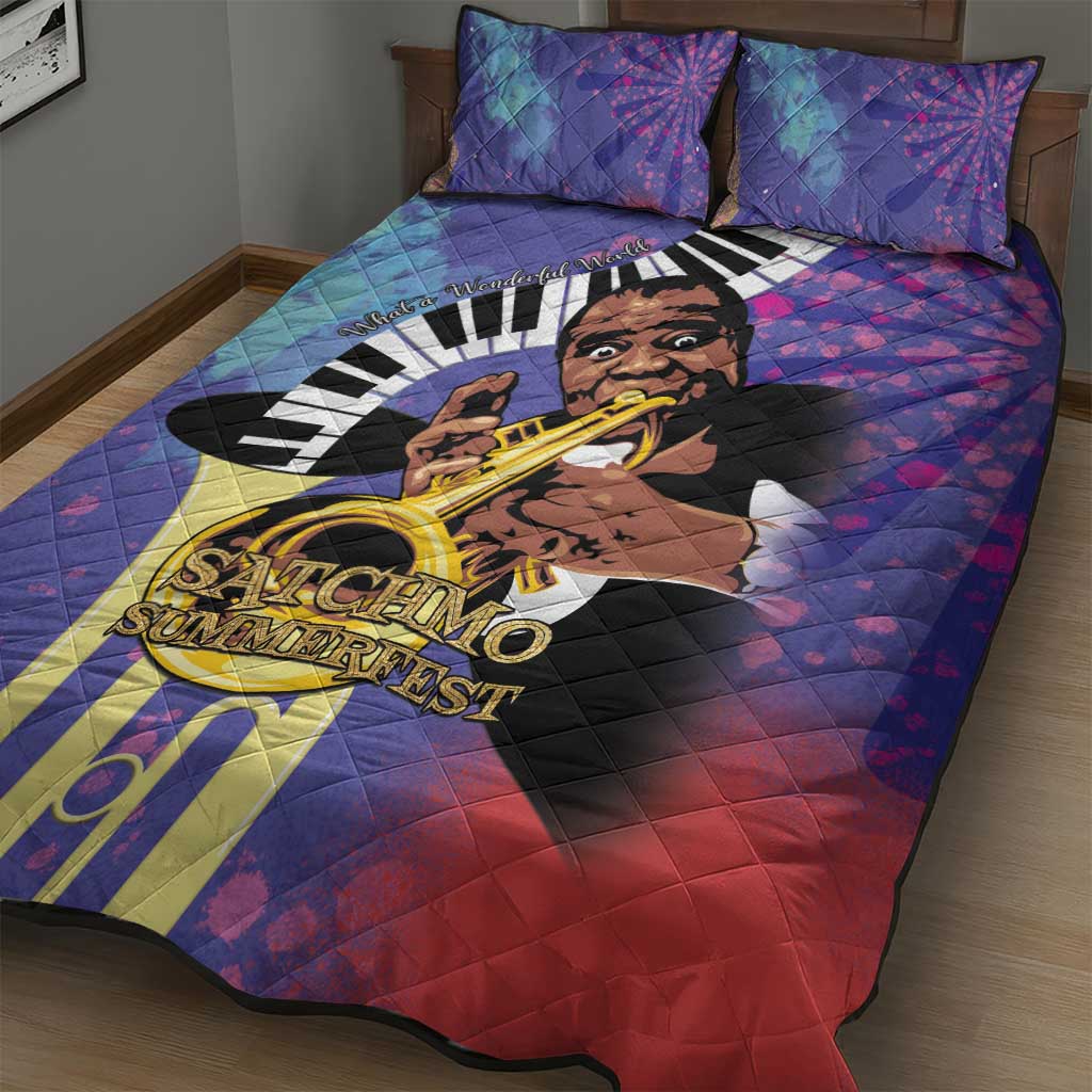Satchmofest Quilt Bed Set King Of Jazz What a Wonderful World - Wonder Print Shop
