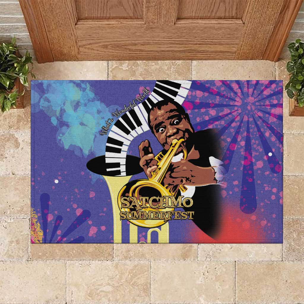 Satchmofest Rubber Doormat King Of Jazz What a Wonderful World - Wonder Print Shop