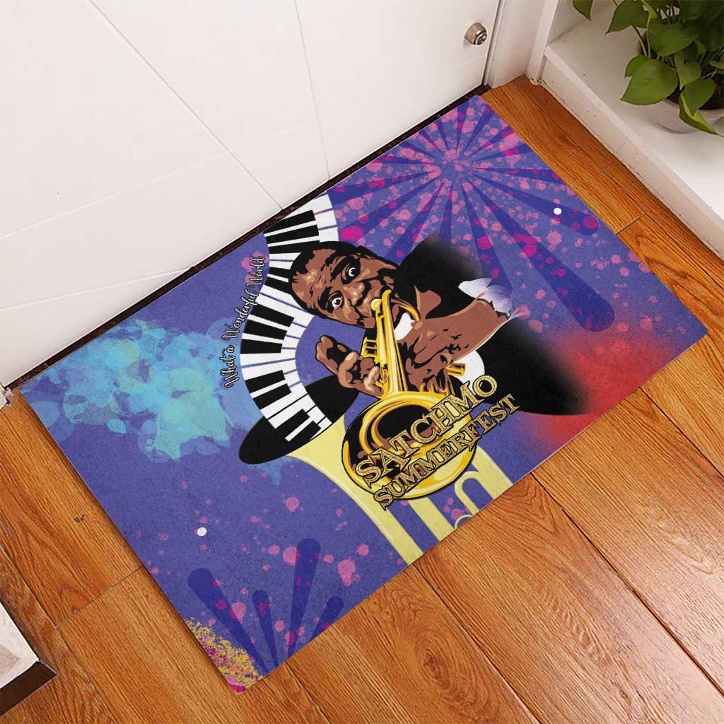 Satchmofest Rubber Doormat King Of Jazz What a Wonderful World - Wonder Print Shop
