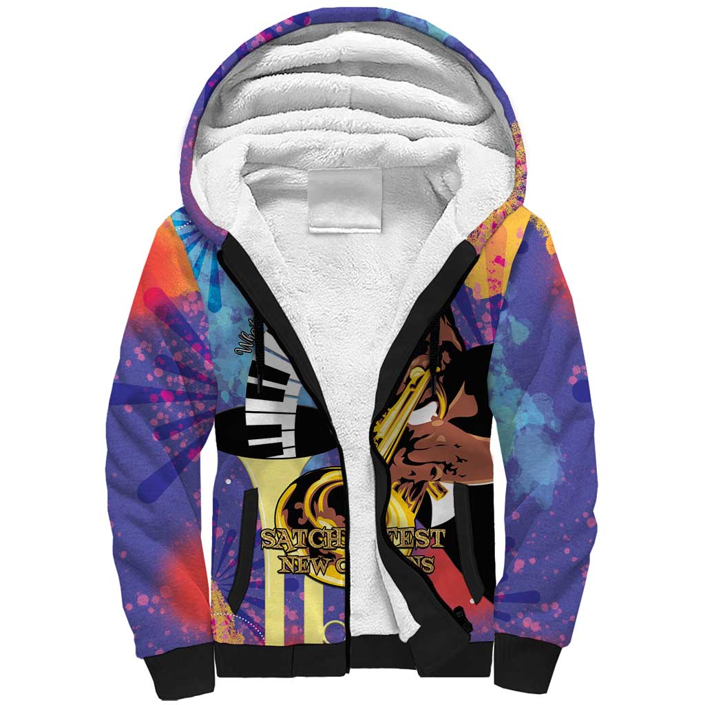 Satchmofest Sherpa Hoodie King Of Jazz What a Wonderful World - Wonder Print Shop