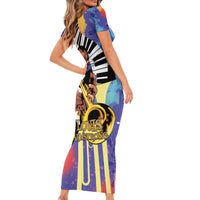 Satchmofest Short Sleeve Bodycon Dress King Of Jazz What a Wonderful World - Wonder Print Shop