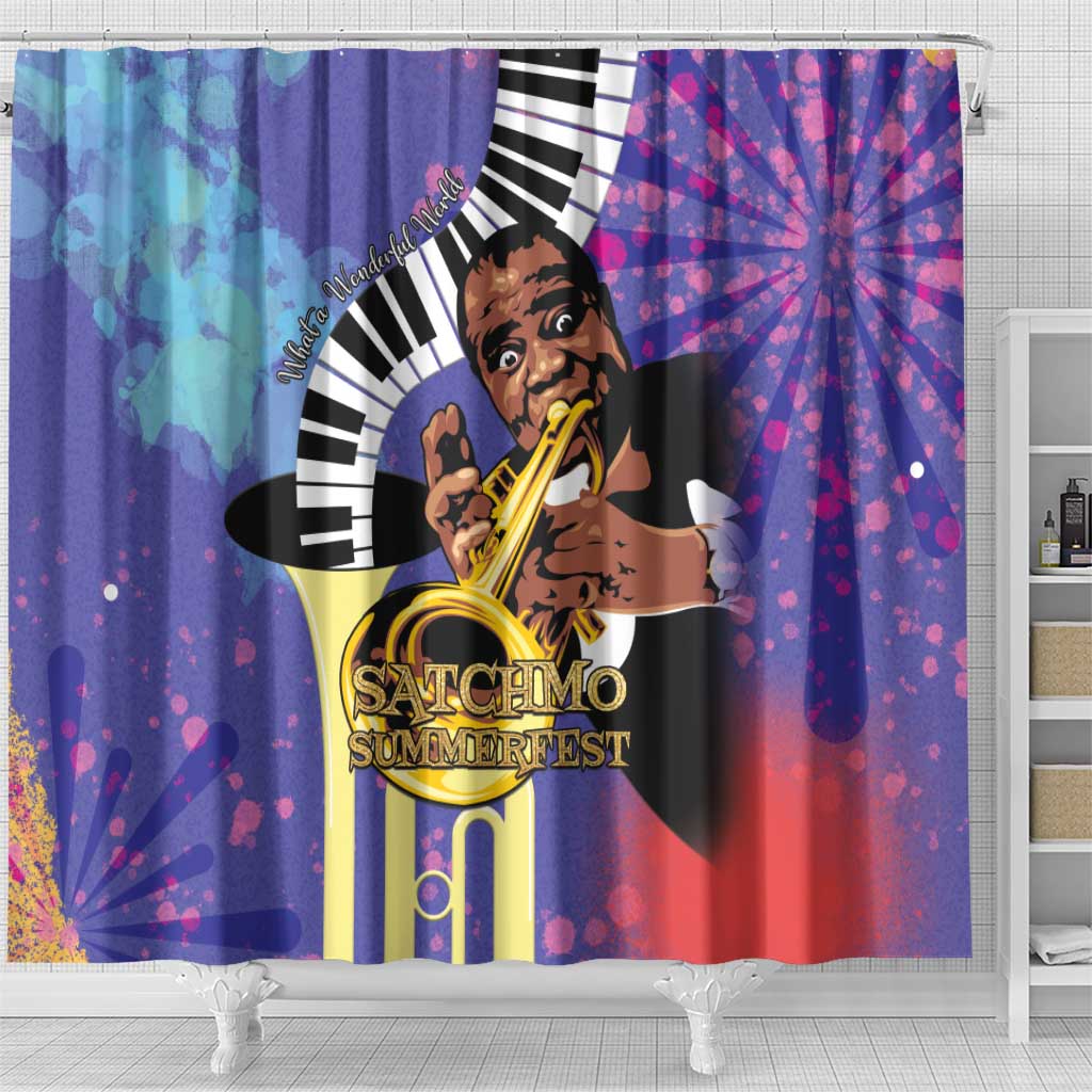 Satchmofest Shower Curtain King Of Jazz What a Wonderful World - Wonder Print Shop