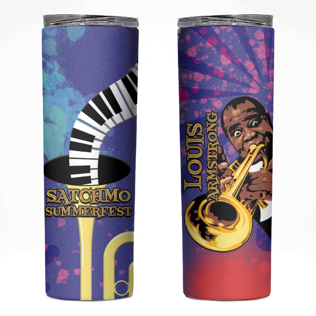 Satchmofest Skinny Tumbler King Of Jazz What a Wonderful World - Wonder Print Shop