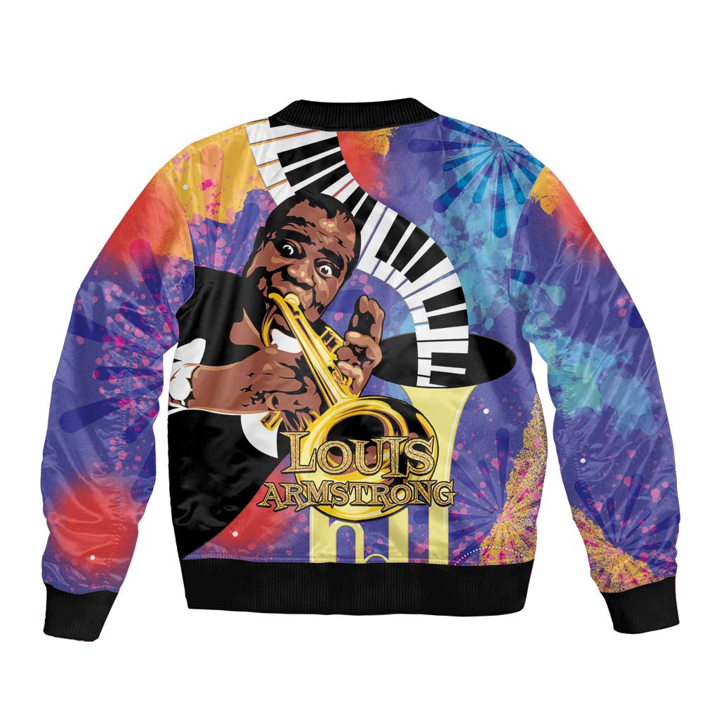 Satchmofest Sleeve Zip Bomber Jacket King Of Jazz What a Wonderful World - Wonder Print Shop