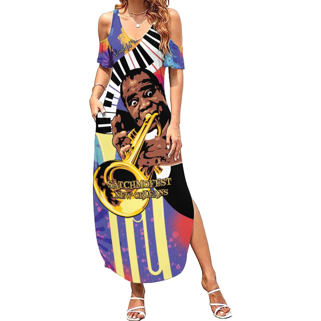 Satchmofest Summer Maxi Dress King Of Jazz What a Wonderful World - Wonder Print Shop