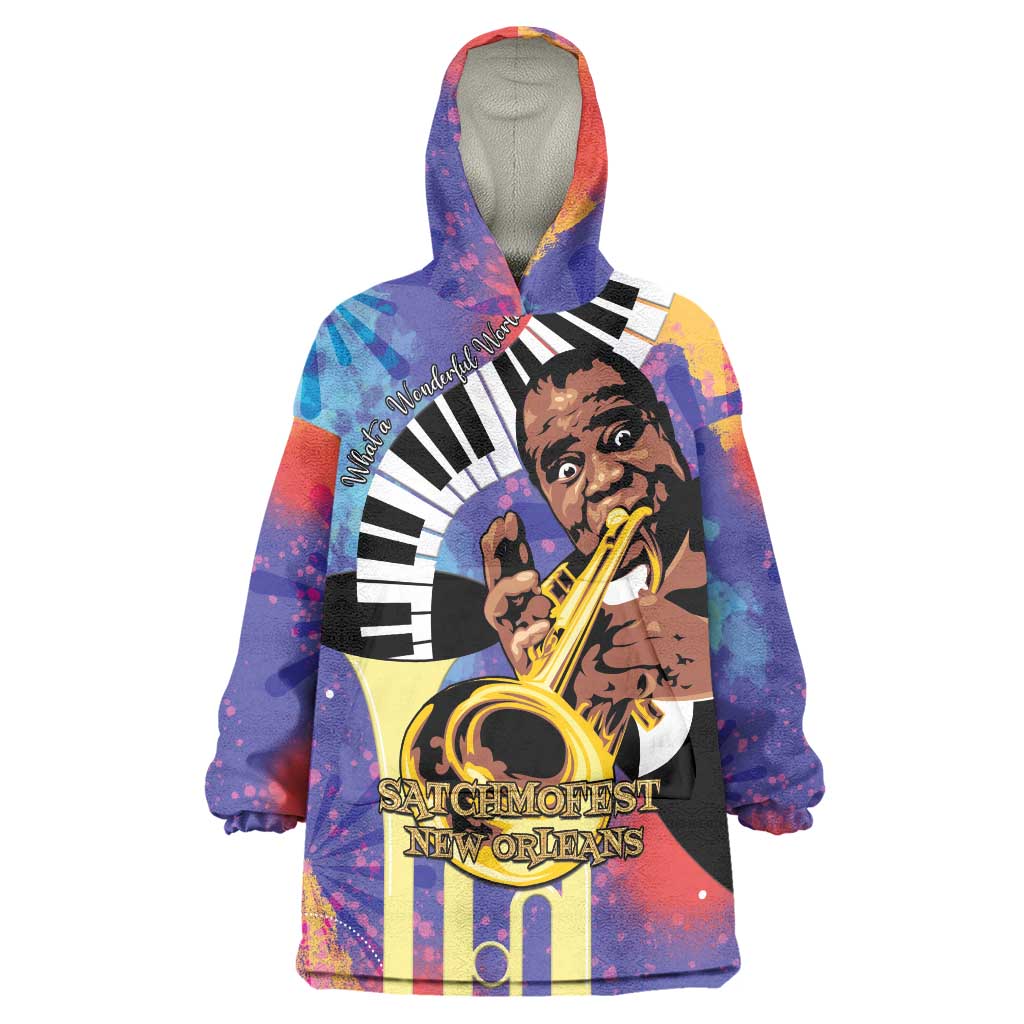 Satchmofest Wearable Blanket Hoodie King Of Jazz What a Wonderful World - Wonder Print Shop