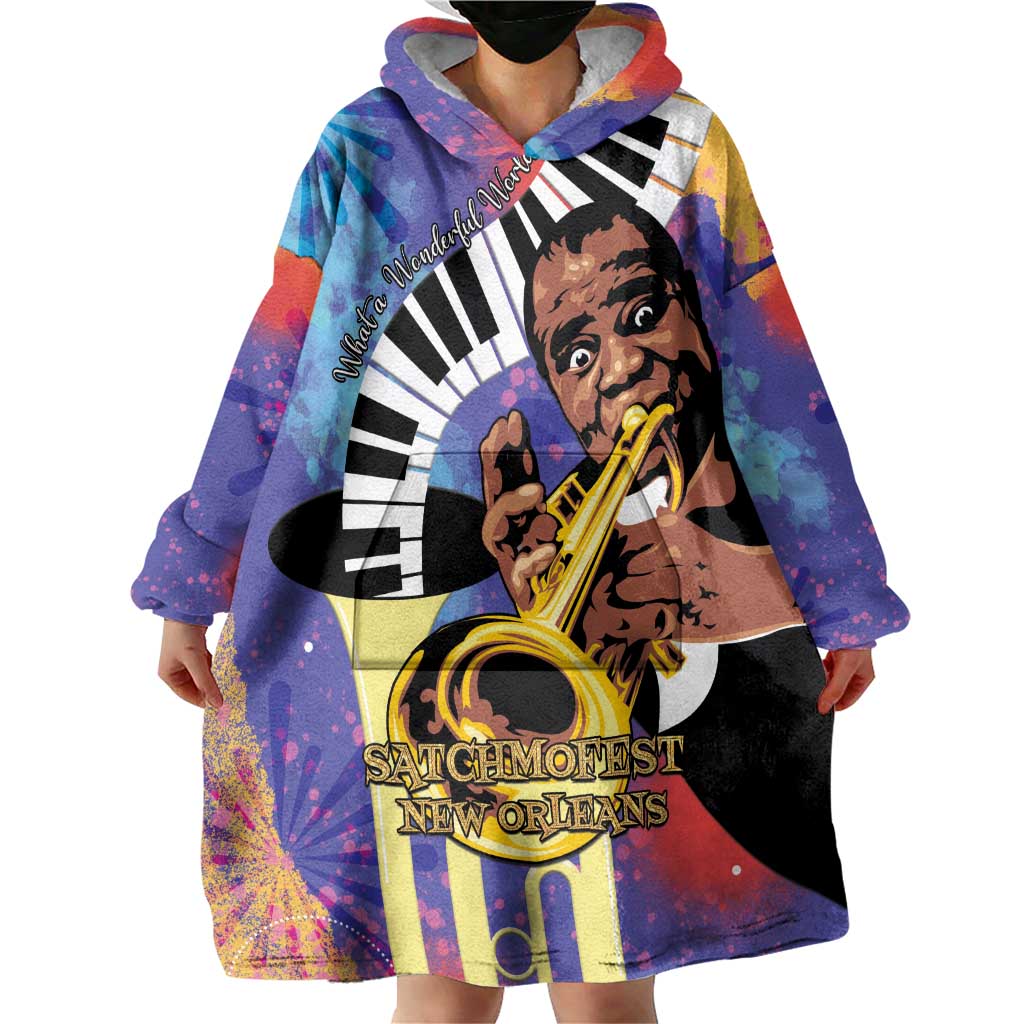 Satchmofest Wearable Blanket Hoodie King Of Jazz What a Wonderful World - Wonder Print Shop
