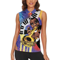 Satchmofest Women Sleeveless Polo Shirt King Of Jazz What a Wonderful World - Wonder Print Shop