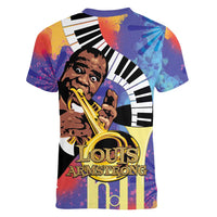 Satchmofest Women V-Neck T-Shirt King Of Jazz What a Wonderful World - Wonder Print Shop