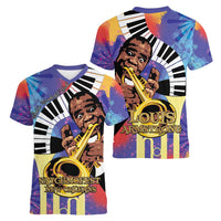 Satchmofest Women V-Neck T-Shirt King Of Jazz What a Wonderful World - Wonder Print Shop