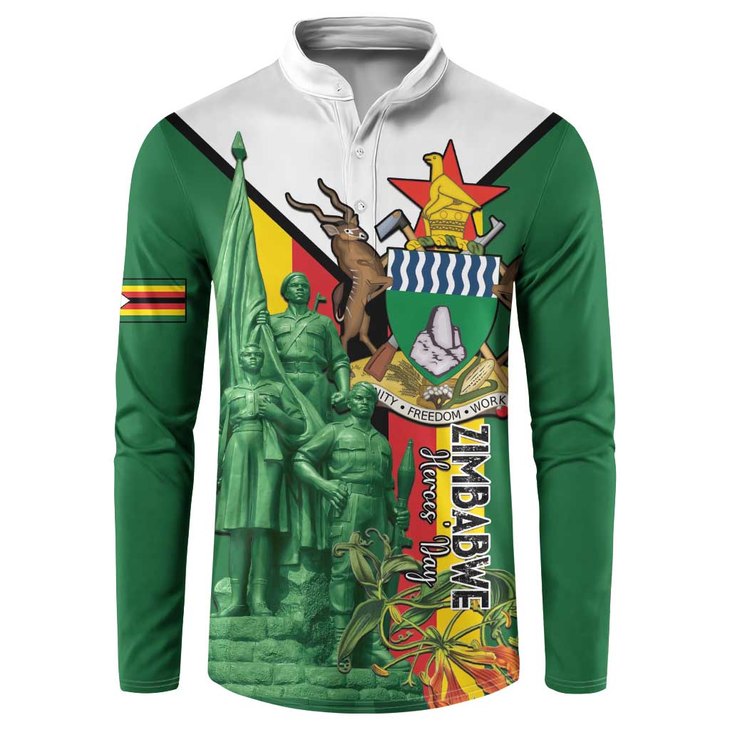 Personalized Zimbabwe Heroes' Day Button Sweatshirt Liberation War Memorial Monument - Wonder Print Shop