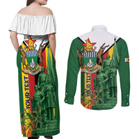 Personalized Zimbabwe Heroes' Day Couples Matching Off Shoulder Maxi Dress and Long Sleeve Button Shirt Liberation War Memorial Monument - Wonder Print Shop