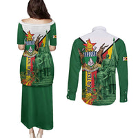 Personalized Zimbabwe Heroes' Day Couples Matching Puletasi and Long Sleeve Button Shirt Liberation War Memorial Monument - Wonder Print Shop