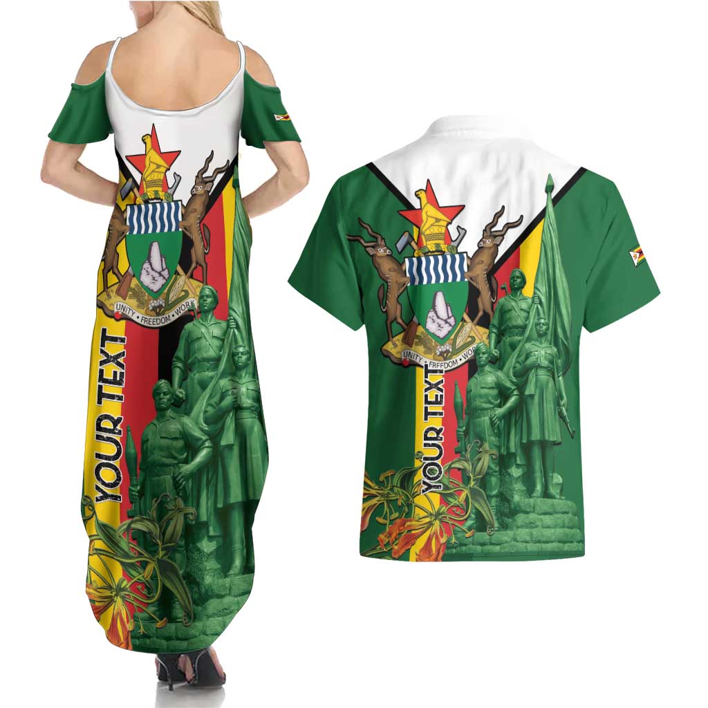 Personalized Zimbabwe Heroes' Day Couples Matching Summer Maxi Dress and Hawaiian Shirt Liberation War Memorial Monument - Wonder Print Shop