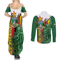 Personalized Zimbabwe Heroes' Day Couples Matching Summer Maxi Dress and Long Sleeve Button Shirt Liberation War Memorial Monument - Wonder Print Shop