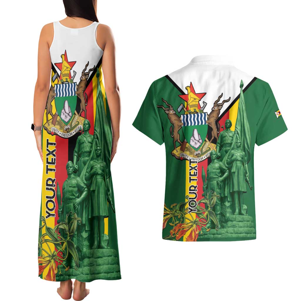 Personalized Zimbabwe Heroes' Day Couples Matching Tank Maxi Dress and Hawaiian Shirt Liberation War Memorial Monument - Wonder Print Shop