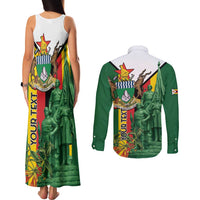 Personalized Zimbabwe Heroes' Day Couples Matching Tank Maxi Dress and Long Sleeve Button Shirt Liberation War Memorial Monument - Wonder Print Shop