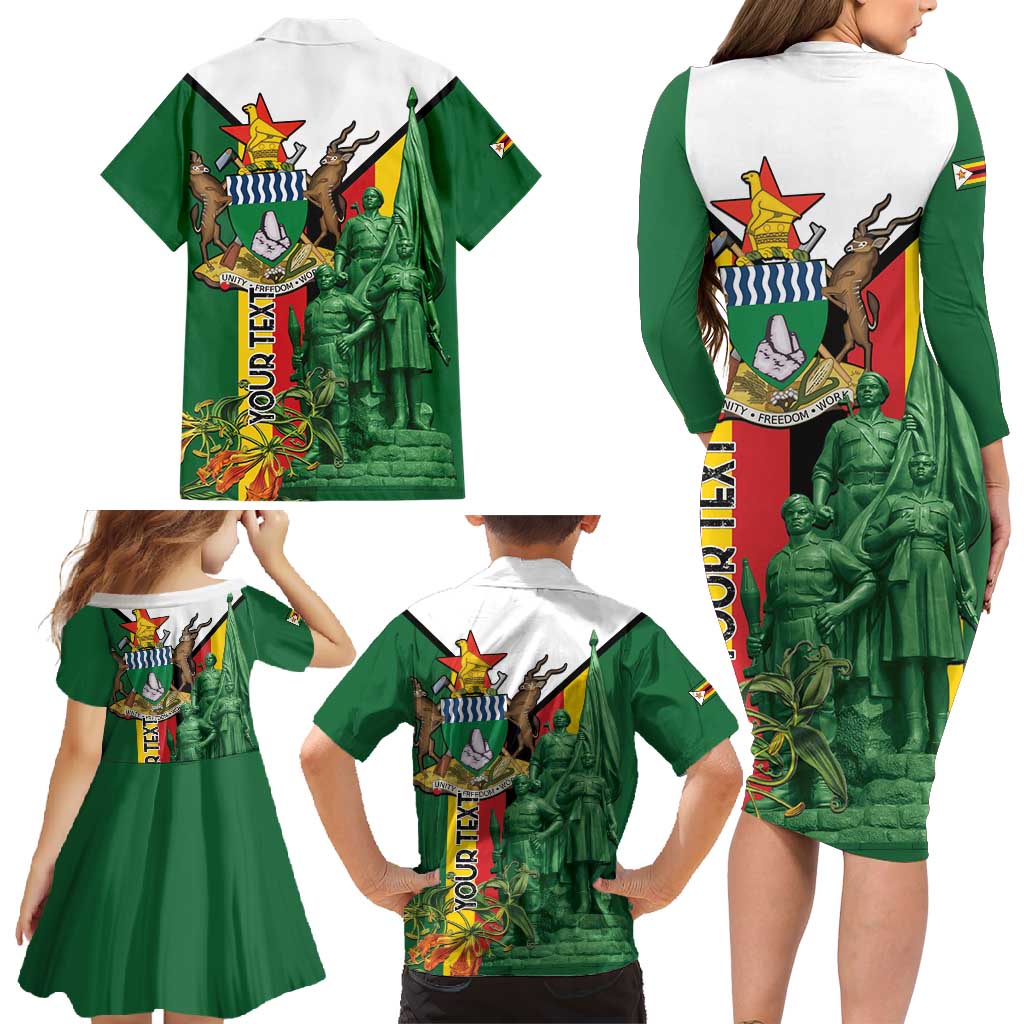Personalized Zimbabwe Heroes' Day Family Matching Long Sleeve Bodycon Dress and Hawaiian Shirt Liberation War Memorial Monument - Wonder Print Shop