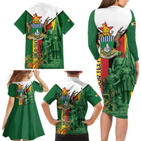 Personalized Zimbabwe Heroes' Day Family Matching Long Sleeve Bodycon Dress and Hawaiian Shirt Liberation War Memorial Monument - Wonder Print Shop