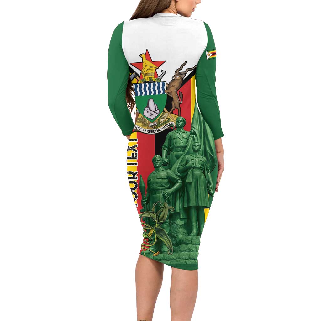 Personalized Zimbabwe Heroes' Day Family Matching Long Sleeve Bodycon Dress and Hawaiian Shirt Liberation War Memorial Monument - Wonder Print Shop