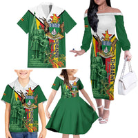 Personalized Zimbabwe Heroes' Day Family Matching Off The Shoulder Long Sleeve Dress and Hawaiian Shirt Liberation War Memorial Monument - Wonder Print Shop