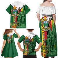 Personalized Zimbabwe Heroes' Day Family Matching Off Shoulder Maxi Dress and Hawaiian Shirt Liberation War Memorial Monument - Wonder Print Shop