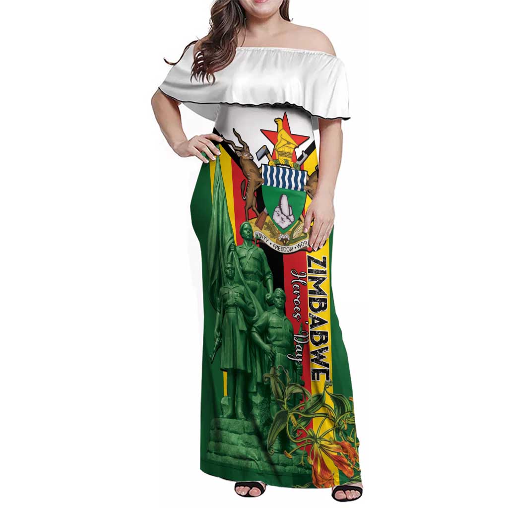 Personalized Zimbabwe Heroes' Day Family Matching Off Shoulder Maxi Dress and Hawaiian Shirt Liberation War Memorial Monument - Wonder Print Shop