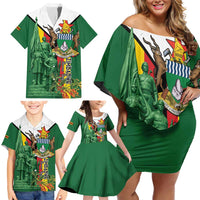 Personalized Zimbabwe Heroes' Day Family Matching Off Shoulder Short Dress and Hawaiian Shirt Liberation War Memorial Monument - Wonder Print Shop