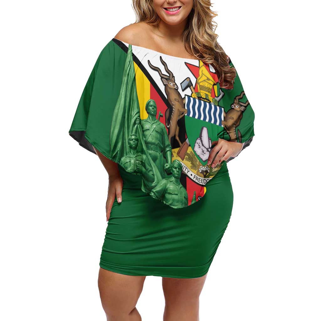 Personalized Zimbabwe Heroes' Day Family Matching Off Shoulder Short Dress and Hawaiian Shirt Liberation War Memorial Monument - Wonder Print Shop