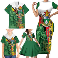 Personalized Zimbabwe Heroes' Day Family Matching Short Sleeve Bodycon Dress and Hawaiian Shirt Liberation War Memorial Monument - Wonder Print Shop