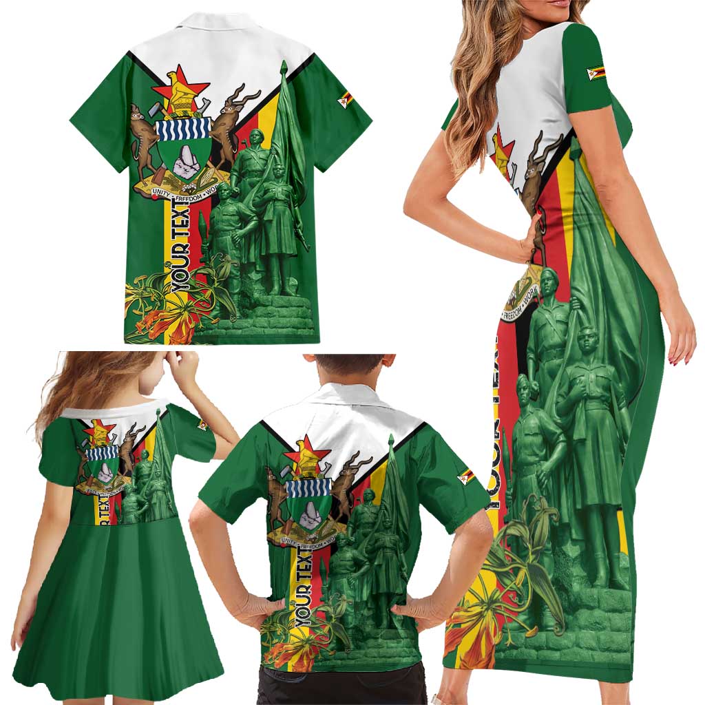 Personalized Zimbabwe Heroes' Day Family Matching Short Sleeve Bodycon Dress and Hawaiian Shirt Liberation War Memorial Monument - Wonder Print Shop