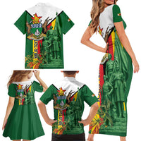 Personalized Zimbabwe Heroes' Day Family Matching Short Sleeve Bodycon Dress and Hawaiian Shirt Liberation War Memorial Monument - Wonder Print Shop