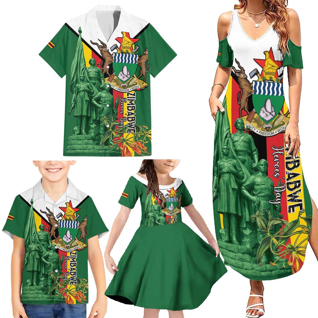 Personalized Zimbabwe Heroes' Day Family Matching Summer Maxi Dress and Hawaiian Shirt Liberation War Memorial Monument - Wonder Print Shop