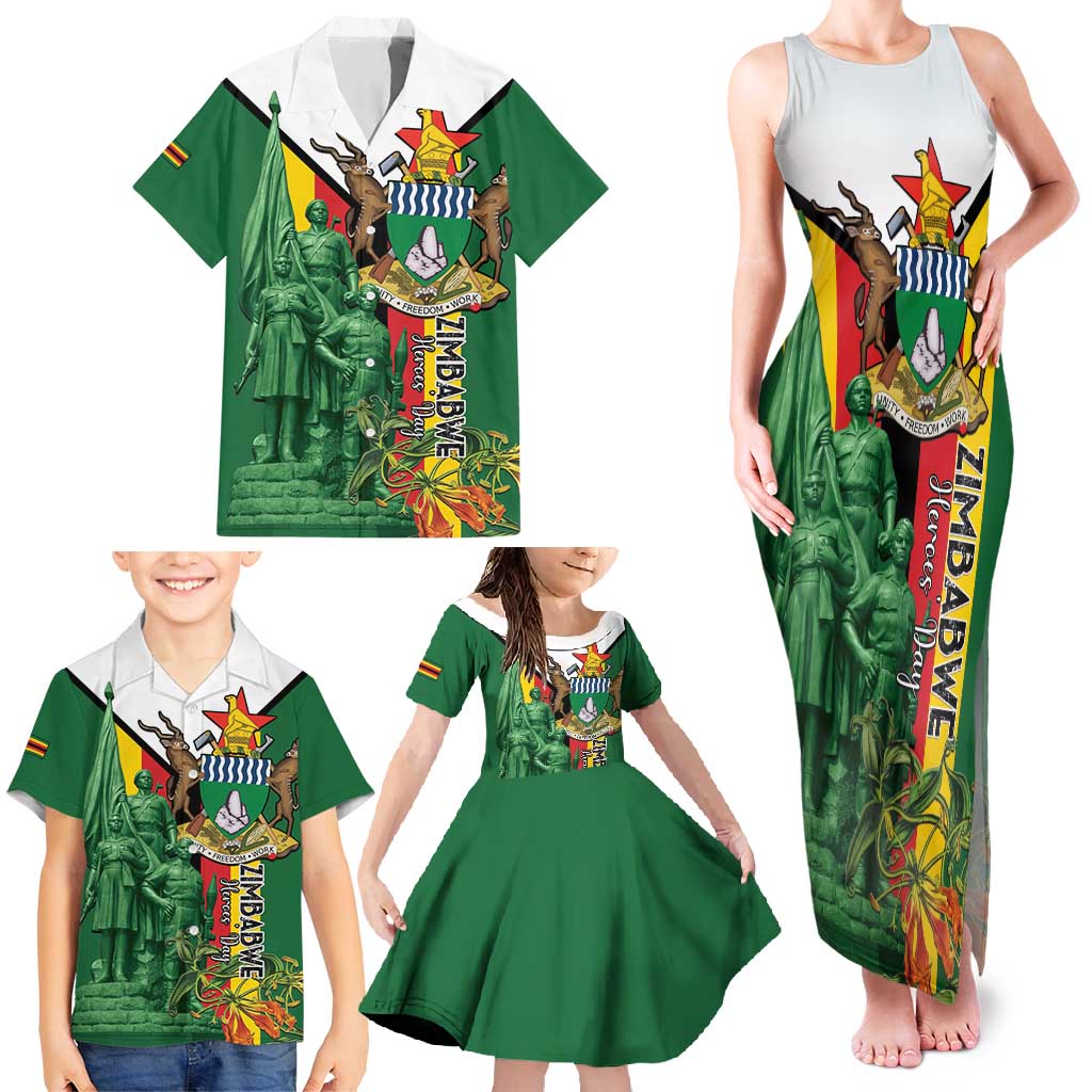 Personalized Zimbabwe Heroes' Day Family Matching Tank Maxi Dress and Hawaiian Shirt Liberation War Memorial Monument - Wonder Print Shop