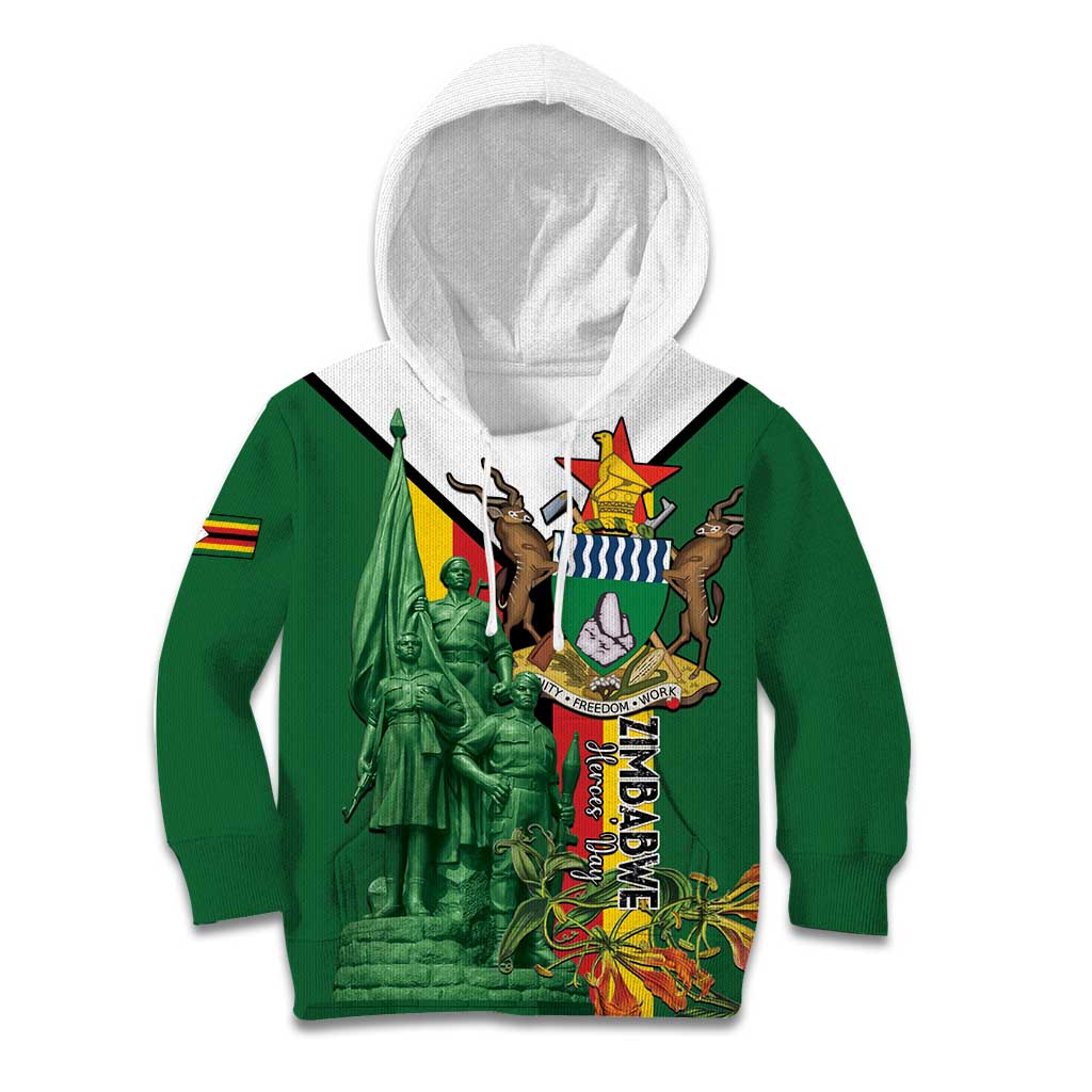 Personalized Zimbabwe Heroes' Day Kid Hoodie Liberation War Memorial Monument - Wonder Print Shop