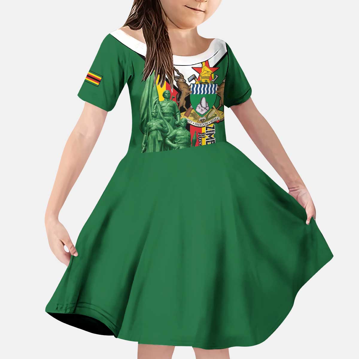 Personalized Zimbabwe Heroes' Day Kid Short Sleeve Dress Liberation War Memorial Monument - Wonder Print Shop