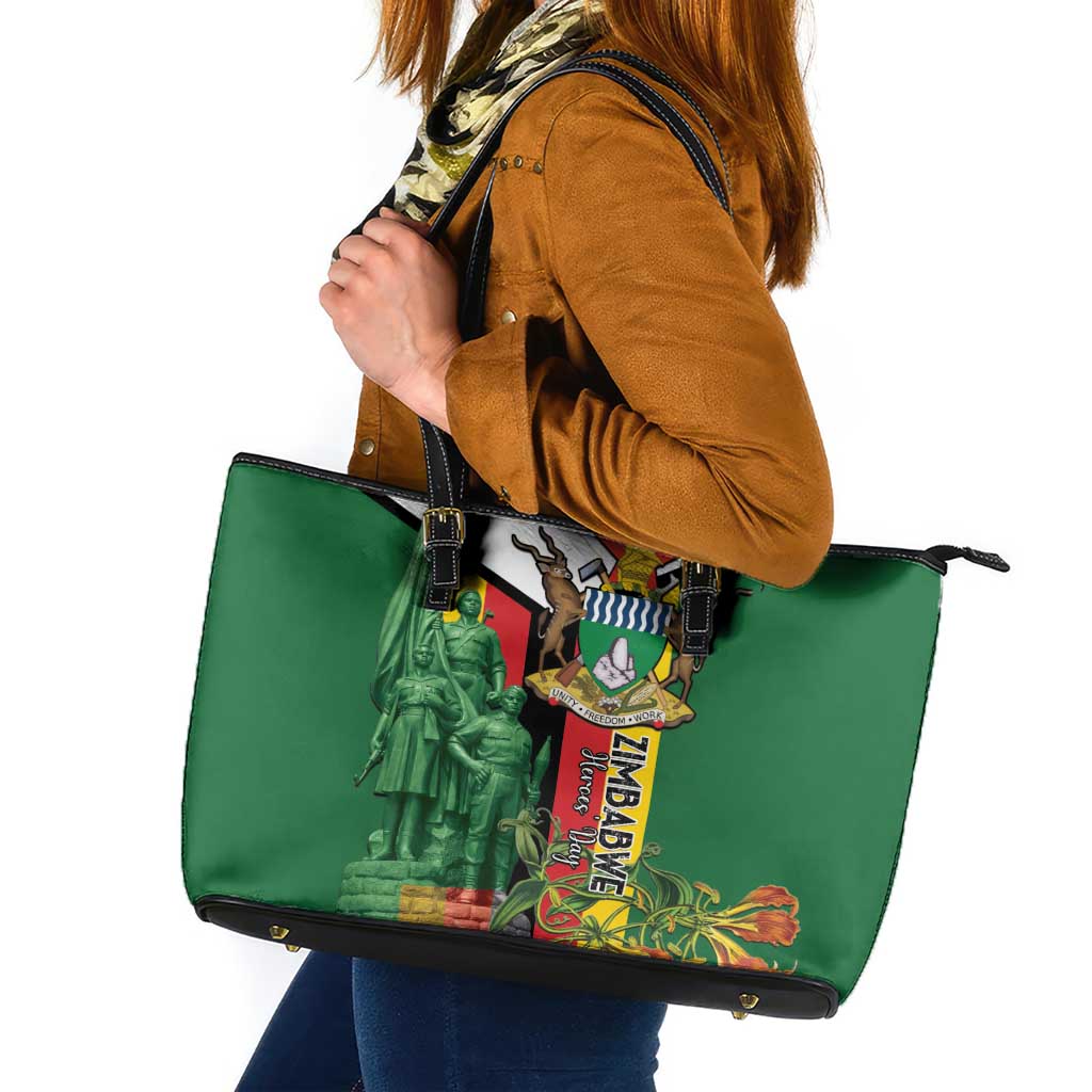 Zimbabwe Heroes' Day Leather Tote Bag Liberation War Memorial Monument - Wonder Print Shop