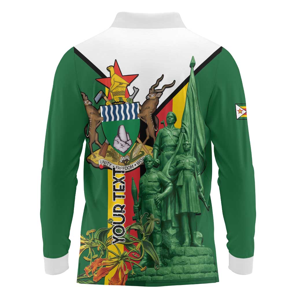 Personalized Zimbabwe Heroes' Day Long Sleeve Polo Shirt Liberation War Memorial Monument - Wonder Print Shop