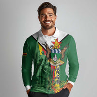 Personalized Zimbabwe Heroes' Day Long Sleeve Polo Shirt Liberation War Memorial Monument - Wonder Print Shop