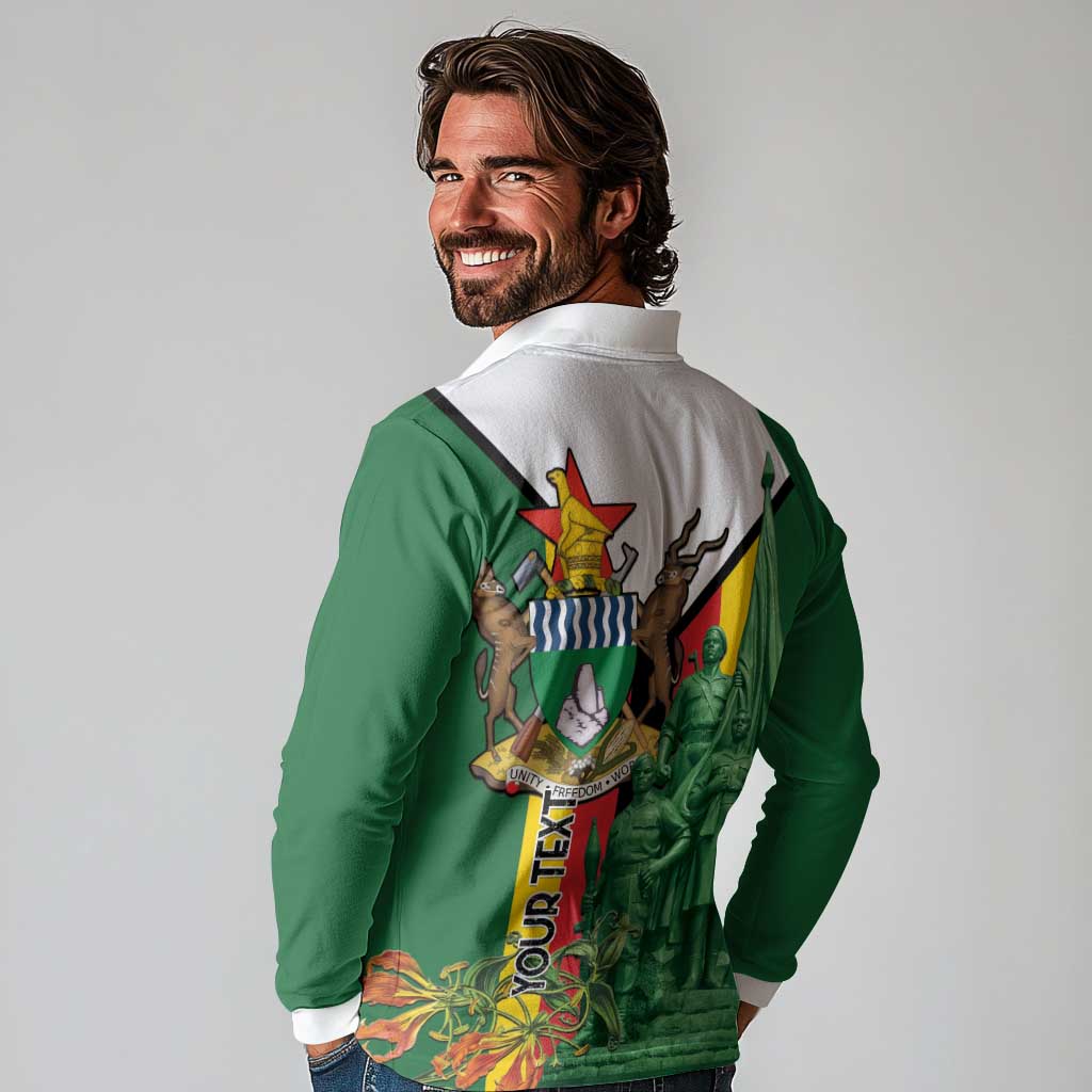 Personalized Zimbabwe Heroes' Day Long Sleeve Polo Shirt Liberation War Memorial Monument - Wonder Print Shop