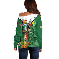 Personalized Zimbabwe Heroes' Day Off Shoulder Sweater Liberation War Memorial Monument - Wonder Print Shop