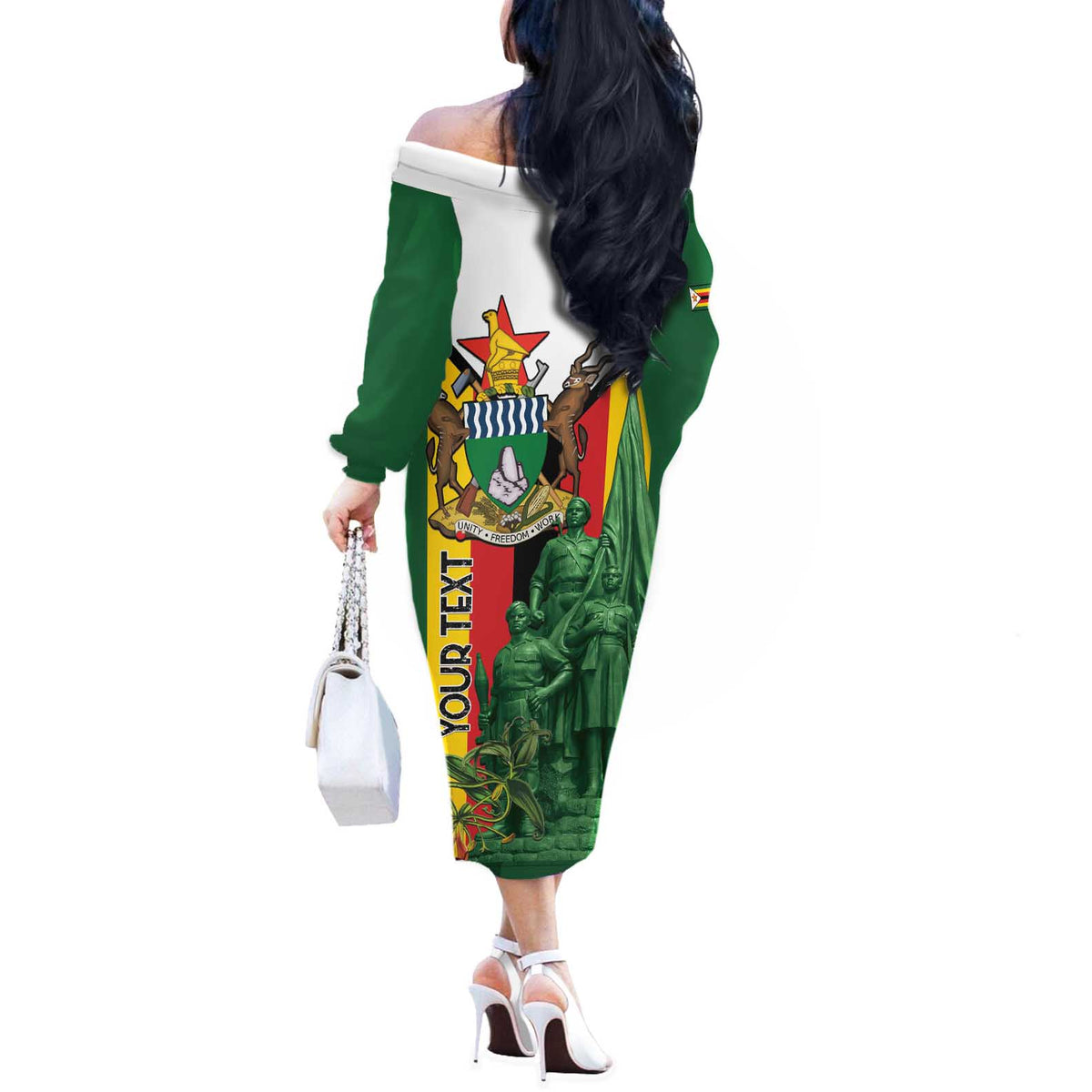 Personalized Zimbabwe Heroes' Day Off The Shoulder Long Sleeve Dress Liberation War Memorial Monument - Wonder Print Shop