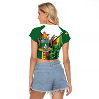 Personalized Zimbabwe Heroes' Day Raglan Cropped T Shirt Liberation War Memorial Monument - Wonder Print Shop